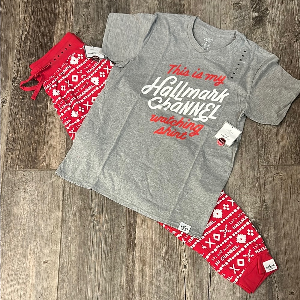 Women’s Hallmark Movie Channel pjs Pajama Set - Gray and Red